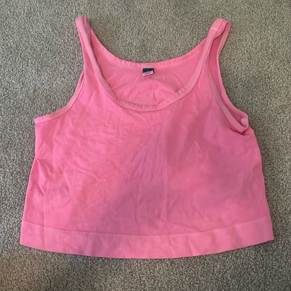 Neon pink cropped tank top